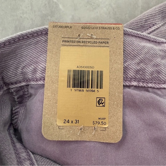 Women's Levi's Purple '94 Baggy Mid-Rise Straight Leg Jeans 100% Cotton 24 x 31 - Picture 14 of 16